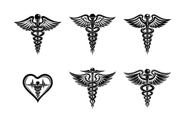 Vektör biçimi sanatı içinde sağlık simgesi silueti demeti