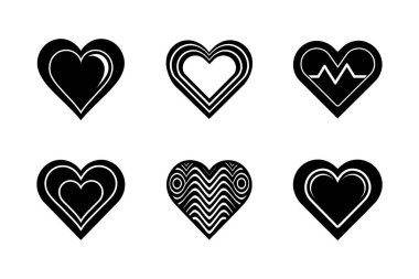 Kalp simgesi paketi yaratıcı siluet biçimi vektöründe ayarlandı