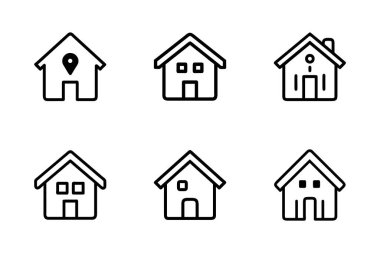 Siluet biçimi vektör klipsi sanatında ev simgesi paketi ayarlandı