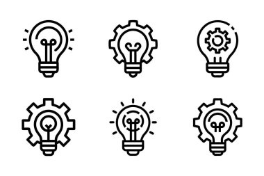 Siluet biçimi vektör tasarımında fikir simgesi paketi ayarlandı