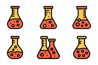 Siluet biçimi vektör klipsi sanatında laboratuvar şişe simgesi paketi ayarlandı