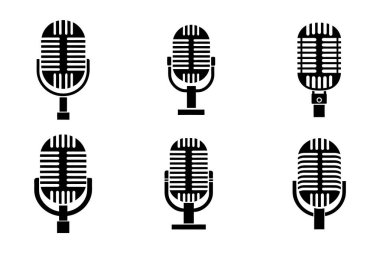Yaratıcı siluet biçimi vektöründe mikrofon simgesi ayarlandı