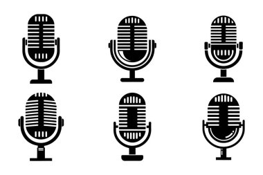 Yaratıcı siluet biçimi vektöründe mikrofon simgesi ayarlandı