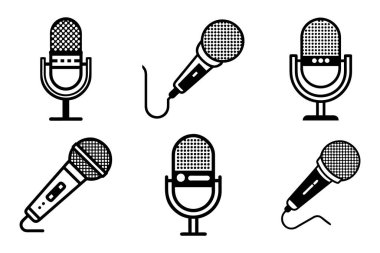 Yaratıcı siluet biçimi vektöründe mikrofon simgesi ayarlandı