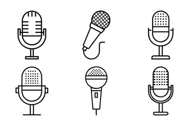 Yaratıcı siluet biçimi vektöründe mikrofon simgesi ayarlandı