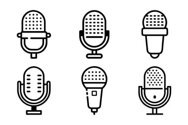 Yaratıcı siluet biçimi vektöründe mikrofon simgesi ayarlandı