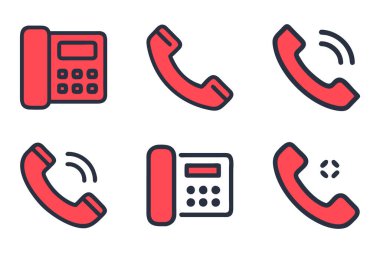 Vektör sanatında telefon simgesi paketi ayarlandı