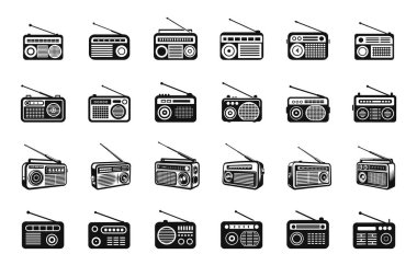 Yaratıcı vektör sanatında radyo simgesi ayarlandı