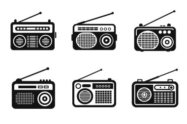 Yaratıcı vektör sanatında radyo simgesi ayarlandı
