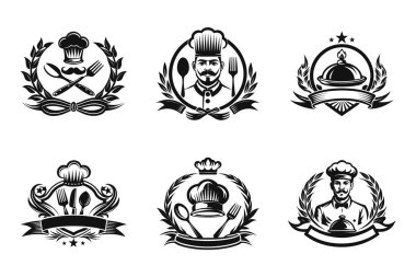 Restoran simgesi satır sanatı vektöründe ayarlandı