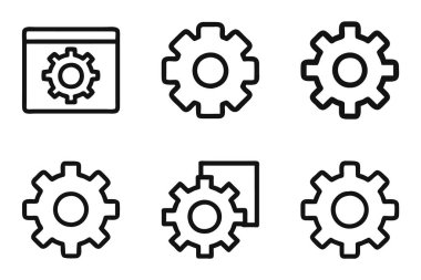 Ayarlar simgesi düz hatlı vektör ile izole edildi