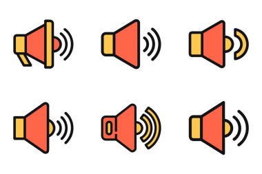 Beyaz arkaplandaki bir dizi Ses Hattı siluet simgesi