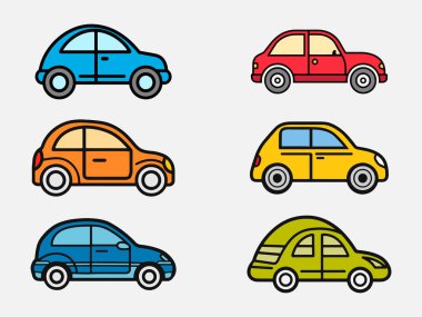 Düz çizgili çizimde modern araba illüstrasyonunun vektörü.