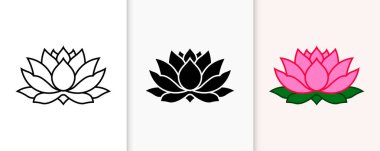 Nilüfer çiçeği simgesi sanat, siluet ve renk biçiminde dizilmiş