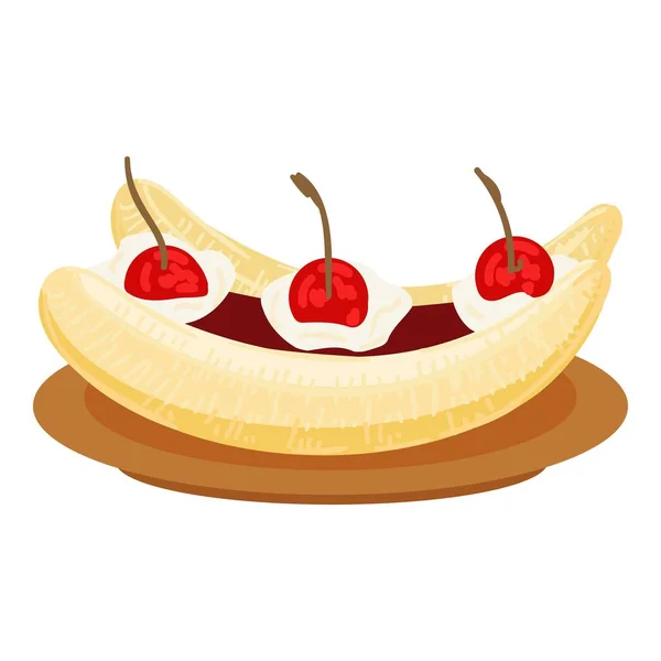Μπανάνα Κεράσι Τούρτα Εικονίδιο Φορέα Κινουμένων Σχεδίων Φλούδα Φρούτων Τροπικό — Διανυσματικό Αρχείο