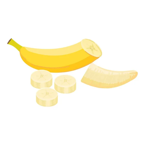 Eco Banana Icon Cartoon Vector Kulit Buah Buahan Camilan Warna - Stok Vektor