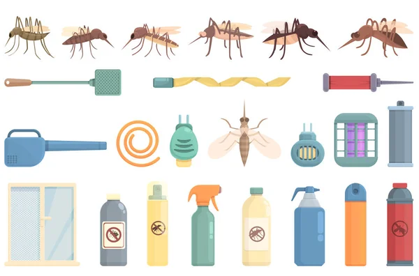 Προστατευτικά Εικονίδια Κουνουπιών Που Διάνυσμα Κινουμένων Σχεδίων Τσίμπημα Αερολύματος Απωθητικό — Διανυσματικό Αρχείο