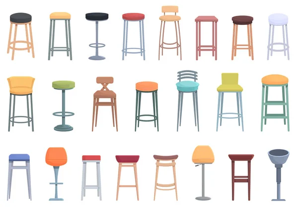 酒吧凳子设置卡通矢量 椅子长椅俱乐部家具 — 图库矢量图片