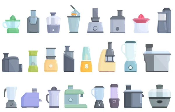Juicer Icons Set Cartoon Vector Food Kitchen Health Home — Stock Vector