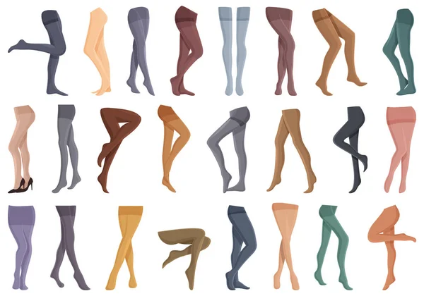 Pantyhose Icons Set Cartoon Vector Fashion Woman Girl Sexy — Stock Vector