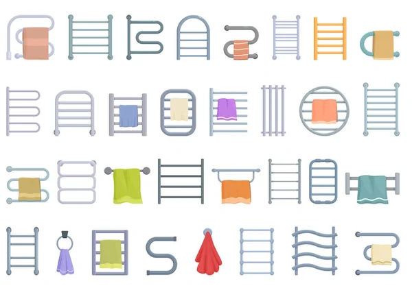 Handtuchtrockner Symbole Setzen Cartoon Vektor Kurhaus Wandinnenausstattung — Stockvektor