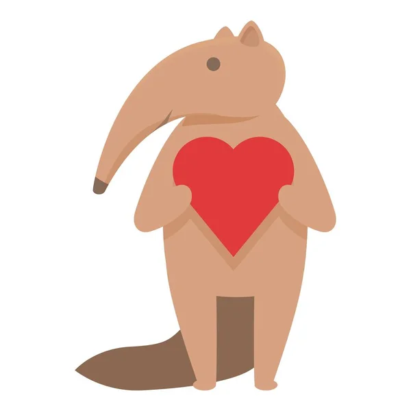 Anteater Λάβει Καρδιά Εικονίδιο Φορέα Κινουμένων Σχεδίων Ζωολογικός Κήπος Άγρια — Διανυσματικό Αρχείο