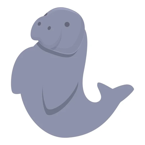 Dugong Icône Dessin Animé Vecteur Bébé Sous Marin Mammifère Nageur — Image vectorielle