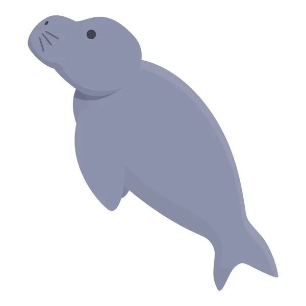 Dugong Manatee Icon Cartoon Vector Ocean Animal Cute Mammal — Stock Vector