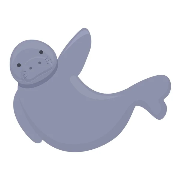 水生のDugongアイコン漫画ベクトル 海の動物 かわいい哺乳類 — ストックベクタ