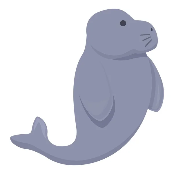 Happy Dugong Icon Cartoon Vector Sea Manatee Wild Mammal — Stock Vector