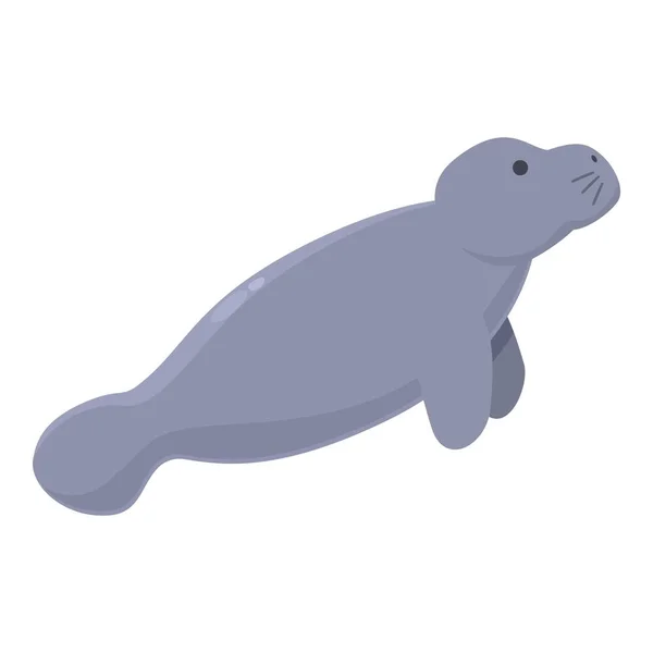 Ikona Dzikiego Ssaka Wektor Kreskówki Morski Dugong Słodkie Zwierzę — Wektor stockowy