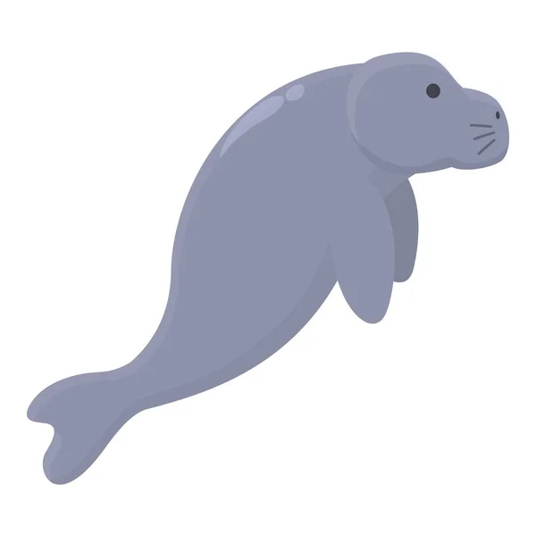 Water Dugong Icon Cartoon Vector Sea Manatee Nature Happy — Stock Vector