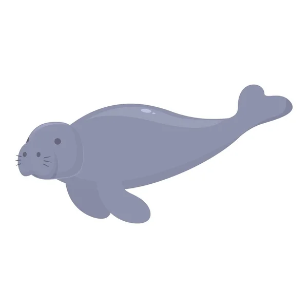 Zoo Marine Icon Cartoon Vector Sea Dugong Wild Mammal — Stock Vector