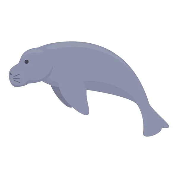 有趣的铜锣图标卡通矢量 海洋哺乳动物 野生海牛 — 图库矢量图片