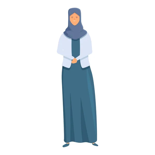 Bonito Vetor Desenho Animado Ícone Muçulmano Moda Mulheres Hijab Vestido — Vetor de Stock