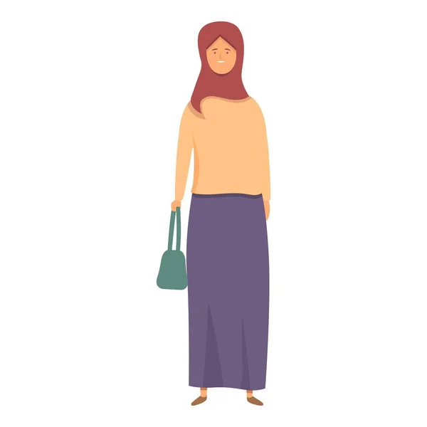 Саудовская Женщина Икона Вектор Карикатуры Мусульманская Женская Мода — стоковый вектор