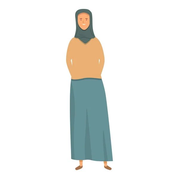 Gaun Budaya Ikon Vektor Kartun Mode Muslim Asia Bahagia - Stok Vektor