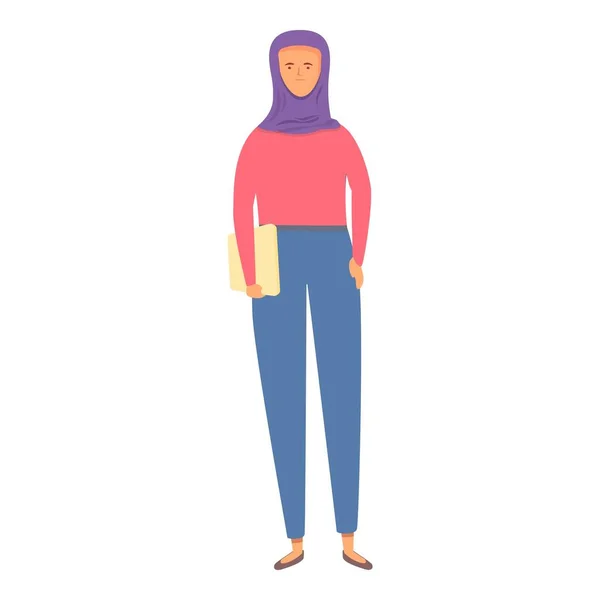 Vetor Desenho Animado Ícone Mulher Árabe Moderna Moda Muçulmana Menina — Vetor de Stock