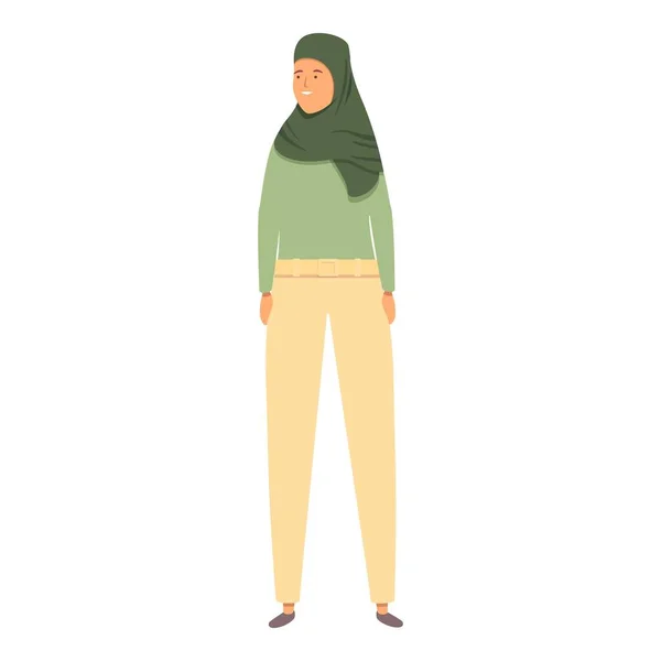 Arab Cute Girl Icon Cartoon Vector Muslim Fashion Female Lady — Stock Vector