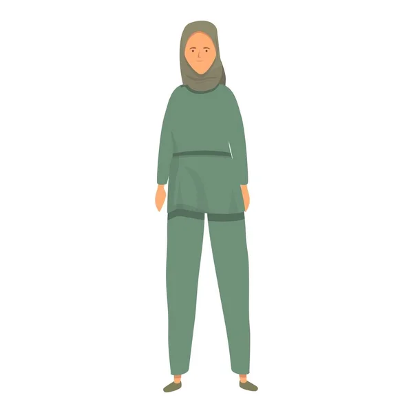Zielony Muzułmański Wektor Ikony Mody Kreskówki Kobiecy Hidżab Kobieta — Wektor stockowy