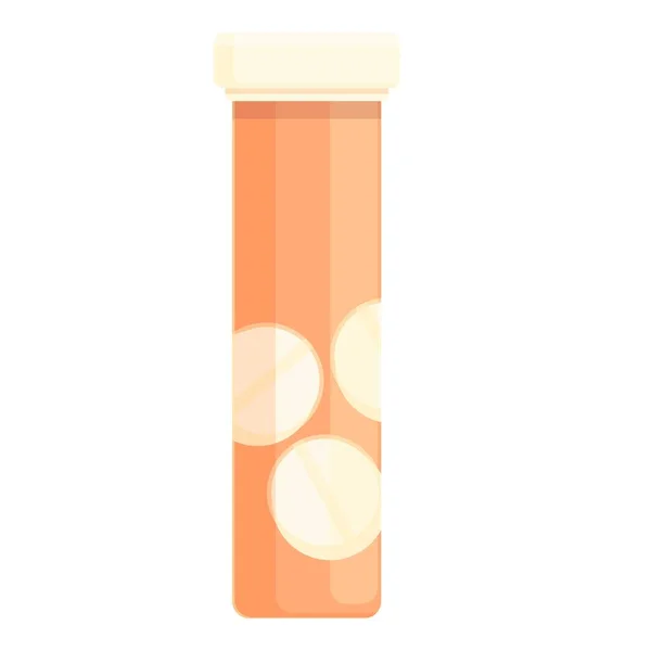 Compresse Effervescenti Arancione Icona Vettore Cartone Animato Pillola Medicine Tubo — Vettoriale Stock