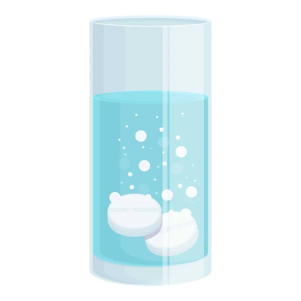 Soluble Efervescente Tableta Icono Vector Dibujos Animados Agua Medicinal Vidrio — Vector de stock