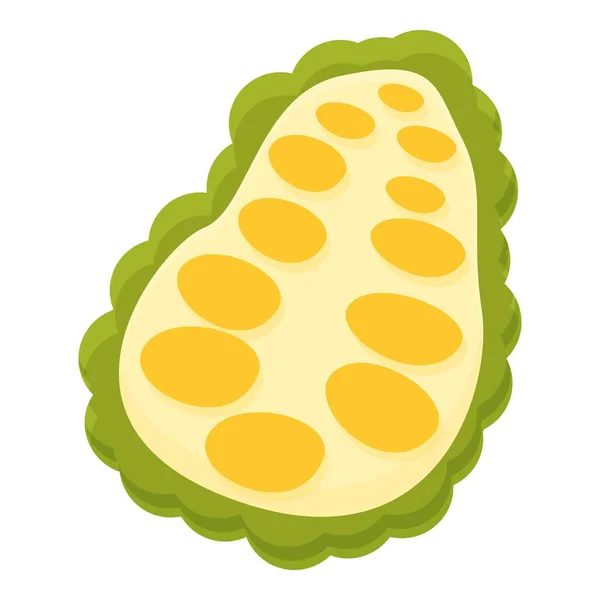 Mitad Jackfruit Icono Vector Dibujos Animados Fruta Madura Comida Verano — Vector de stock