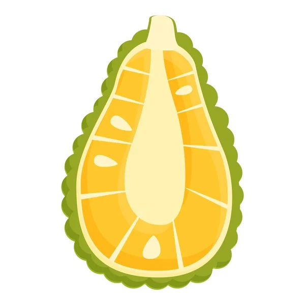 Żółty Ikona Jackfruit Wektor Kreskówki Owocowe Jedzenie Zielony Charakter — Wektor stockowy