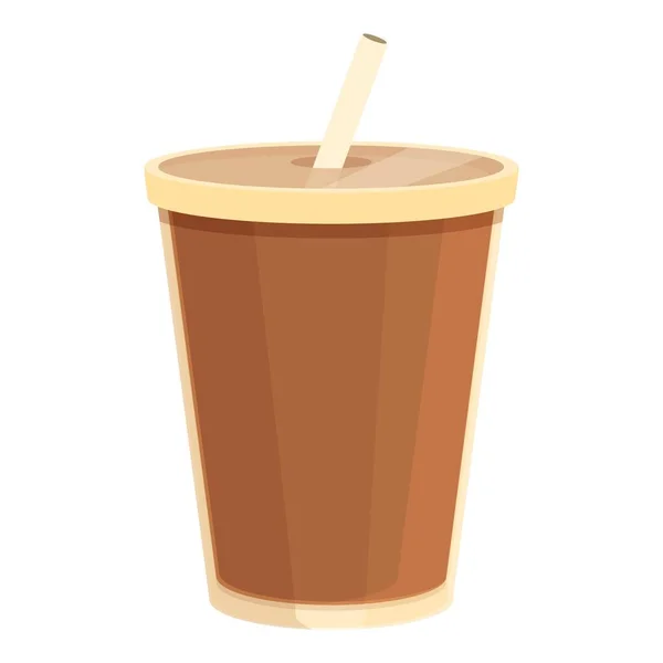 咖啡图标卡通人物 喝饮料 冰浓咖啡 — 图库矢量图片