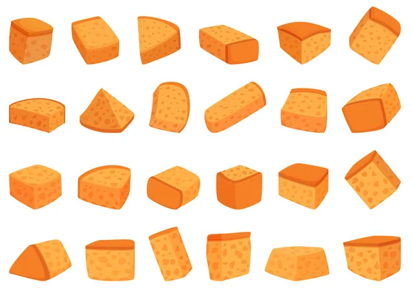 Εικονίδια Ψωμιού Κρουτόν Θέτουν Διάνυσμα Κινουμένων Σχεδίων Μικρό Φαγητό Κύβος — Διανυσματικό Αρχείο