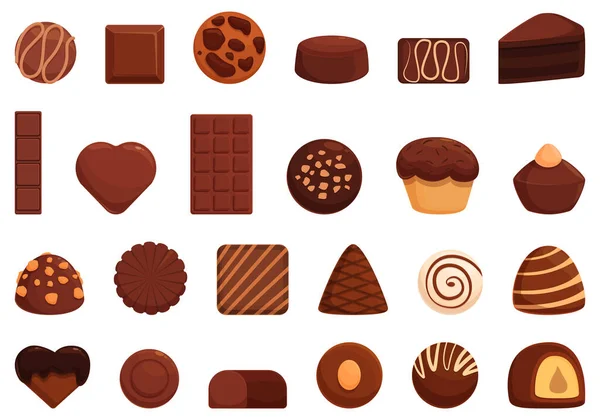 Ikony Chocolate Day Ustawić Wektor Kreskówki Cukierkowy Kształt Bar Miłości — Wektor stockowy