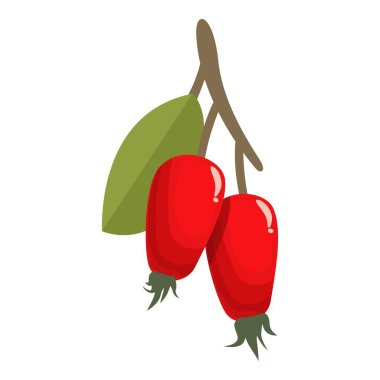 Fruit Rosehip karikatür vektörü. Böğürtlen yemeği. Olgun vahşi