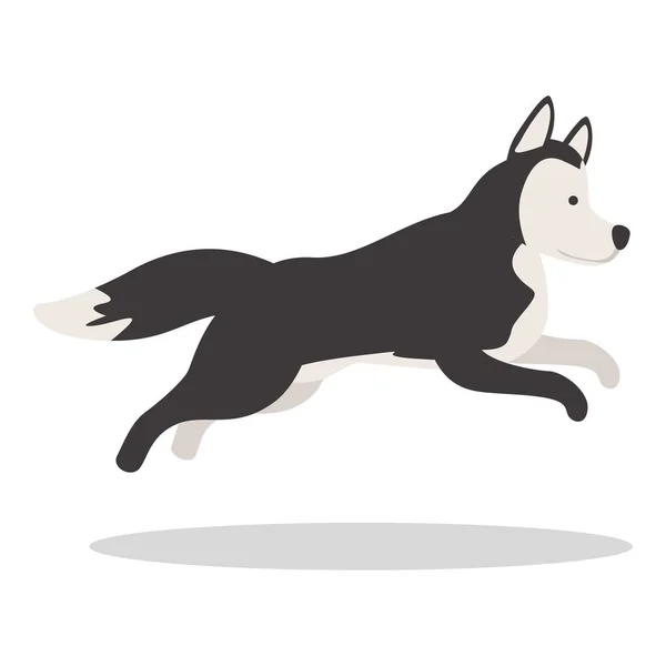 Запуск Мультика Иконы Хаски Сибирская Собака Счастливое Животное — стоковый вектор