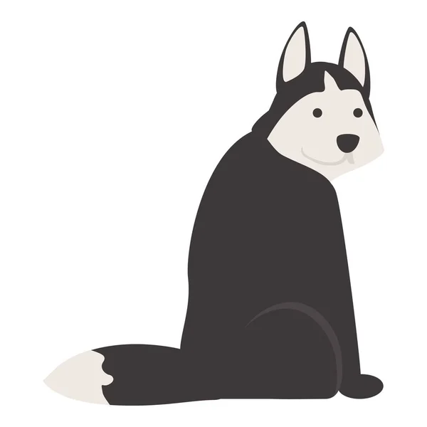 悲しいハスキーのアイコン漫画ベクトル かわいいオオカミ 幸せな動物 — ストックベクタ